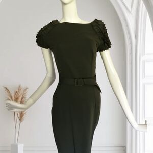 Elegant Midi Dress with Belted Waist